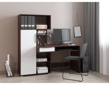 Стол компьютерный с надстройкой НК-Мебель Квадро, 150х58x148 см, белый, коричневый