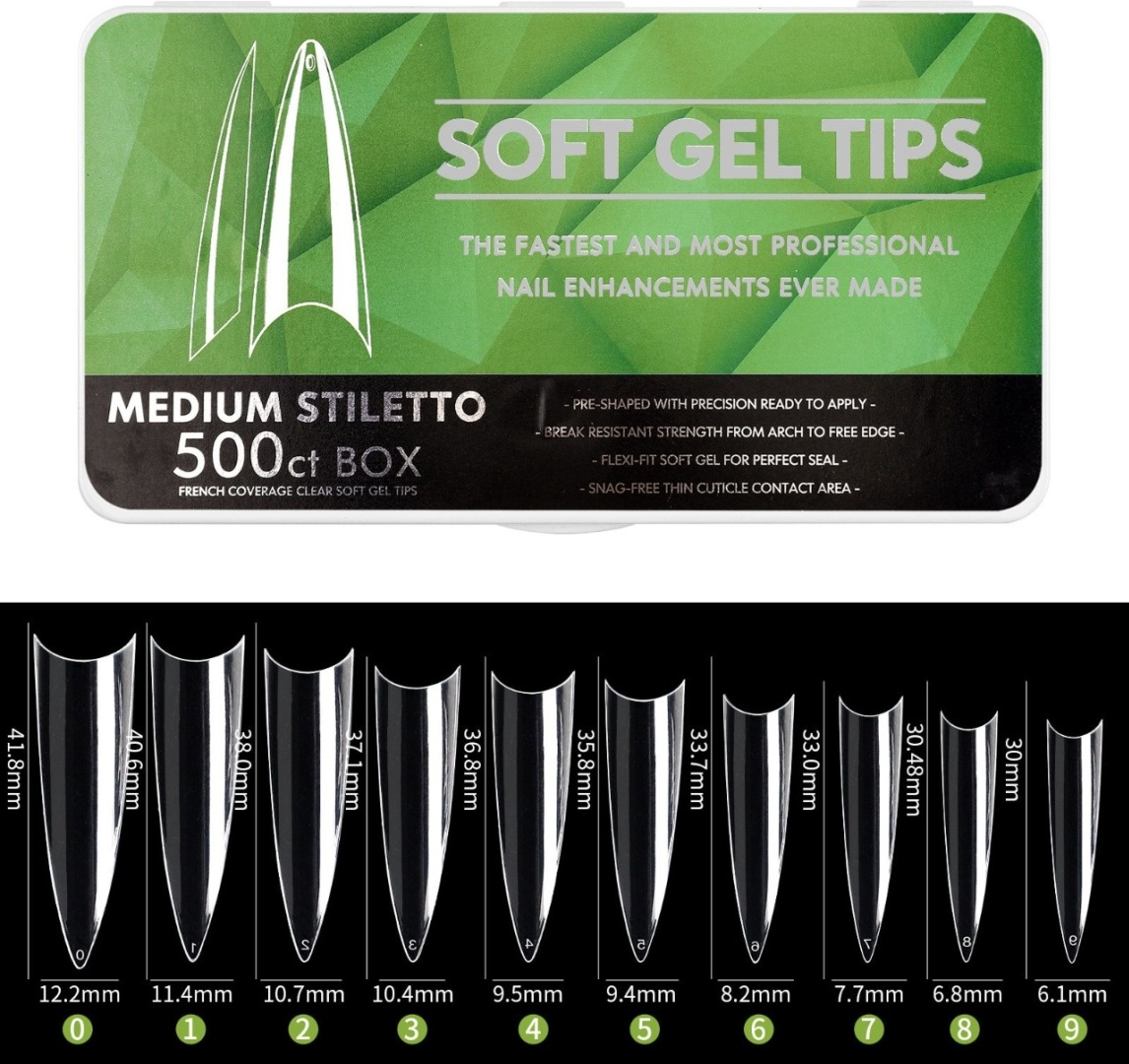 Soft gel tips типсы стилет 500 шт