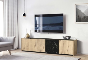 ТВ-тумба напольная Олмеко Адажио, Н00102116, 180x48x38 см, черный, бежевый
