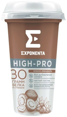 Exponenta кисломолочный напиток High-Pro кокос, миндаль 250 г