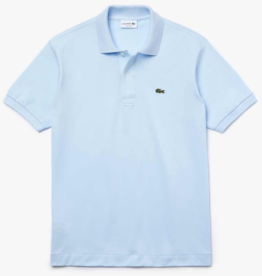 Поло LACOSTE однотонный бледно-голубой