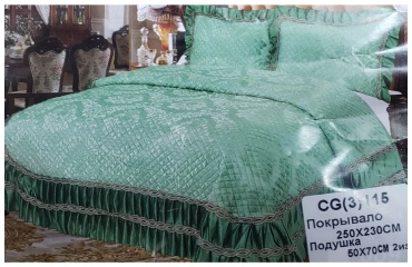 Покрывало с наволочками Хан Сарай 230х250 см, хлопок, зеленый
