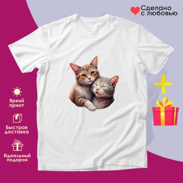Футболка "Котики с сердцем" белый