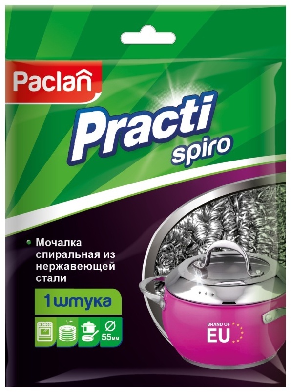 Paclan мочалка Spiro 1 шт, металл