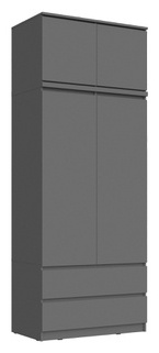 Распашной шкаф МИФ Челси 2-х ств с антресолью, 90.2x230х51.4 см, графит
