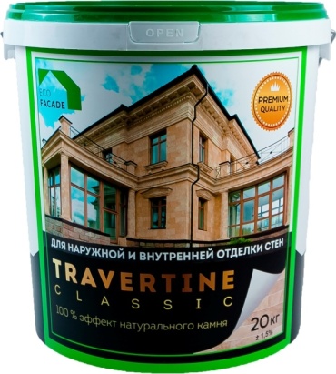 ECOFacade Travertine Classic акриловая основа, тон бежевый 20 кг