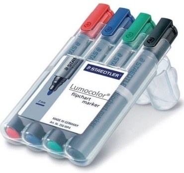 Маркер STAEDTLER 356 WP4, 4 шт, 2 мм, зеленый, красный, синий, черный