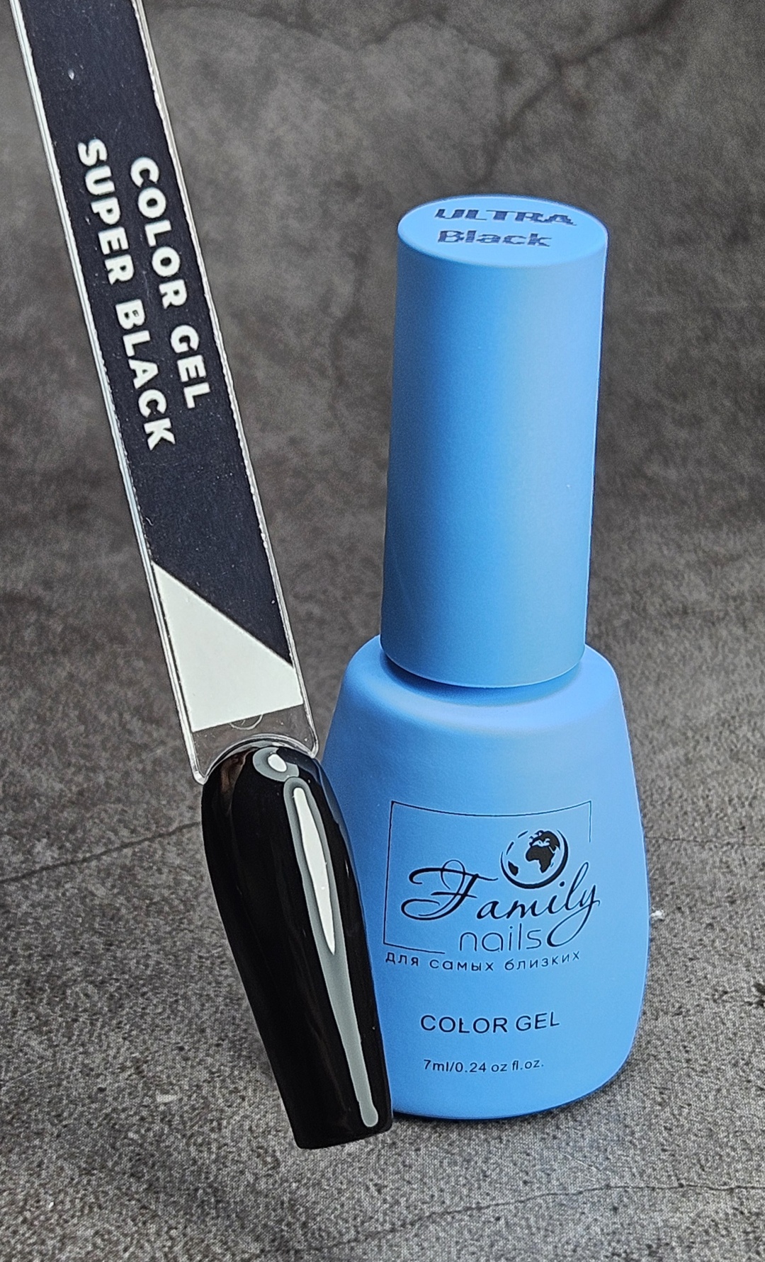 Family nails гель-лак Color gel Ultra Black глянцевое 7 мл