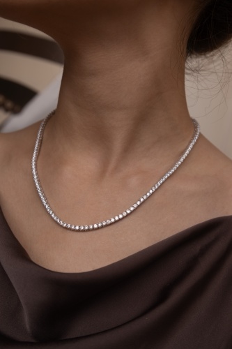 Колье Ipekyolu Jewellery тонкий 60/210823AY длина 45 см вес 25 г серебро, муассанит