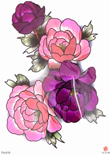 Body.art_tattoo переводное тату цветы розовое, фиолетовое