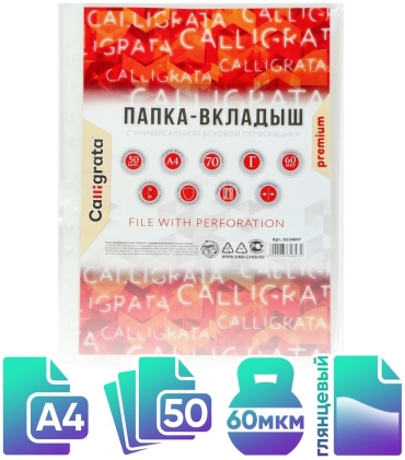 Папка-вкладыш Calligrata Line, А4, прозрачный