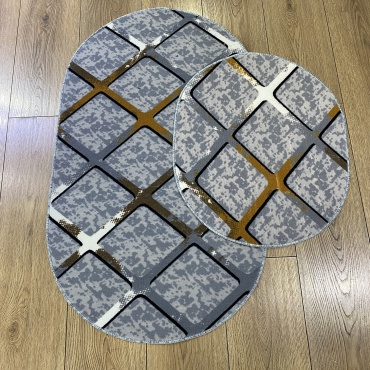 Bal Tekstil комплект ковриков Kaymaz Taban 8000 Oval Gray 100x60 см, резина, полипропилен