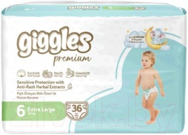 Подгузники Giggles Premium 6, 36 шт