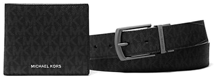 Ремень Michael Kors полиуретан, полиэстер 128 см черный