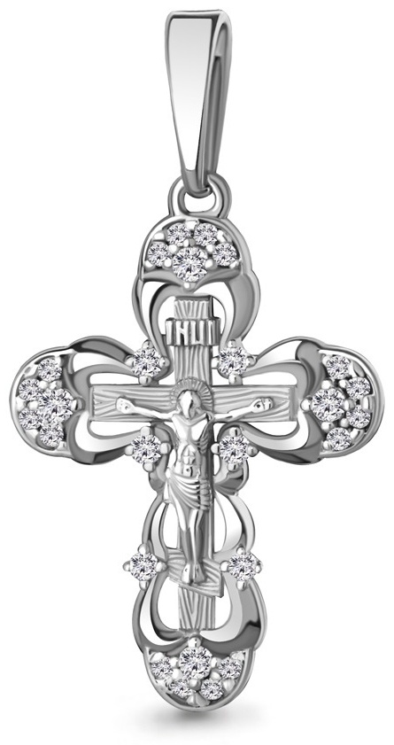 Купить Крестик AQUAMARINE 22306А вес 1.89 г серебро, фианит в Алматы ...