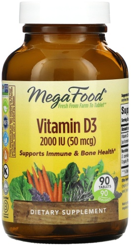 MegaFood витамин Vitamin D3 2000 IU (50 mcg) 90 таблеток