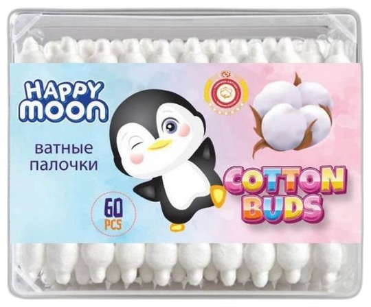 Happy Moon ватные палочки Happy Moon с ограничителем 60 шт