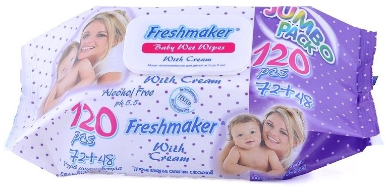 Влажные салфетки Freshmaker With Cream 120 шт
