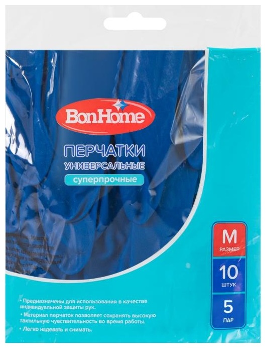 BonHome перчатки Базовая коллекция 5043127 синий 10 шт