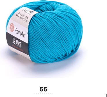 Клубок YarnArt Jeans 55 ярко бирюзовый 160 м 50 г