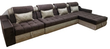Диван угловой Elegante sofa Гранд Лукас, 425х180 см, обивка ткань, коричневый