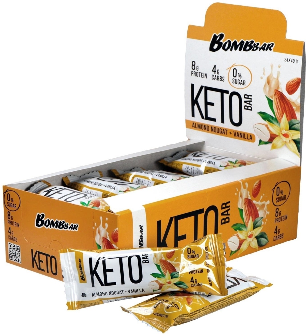 Купить BombBar батончик протеиновый Keto со вкусом миндальной нуги и ...