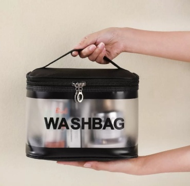 Washbag косметичка искусственная кожа, полиэстер черный 14X20 см