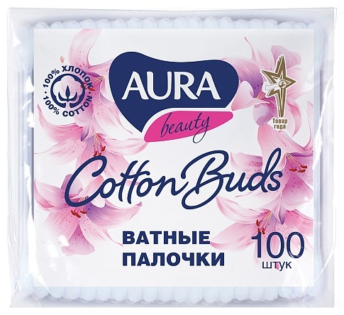 Aura Beauty ватные палочки Cotton buds 100 шт