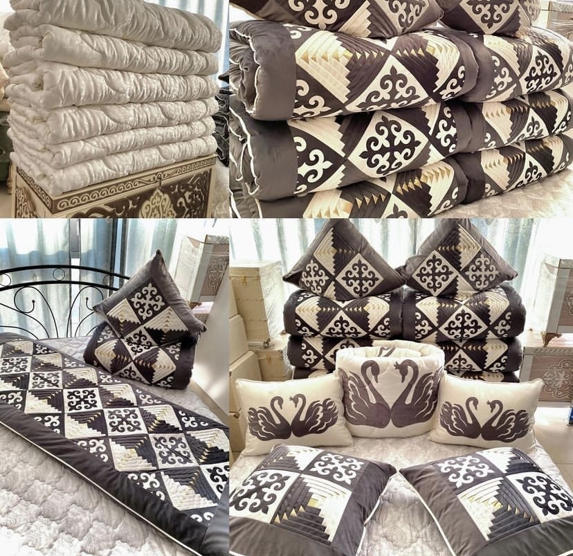 Комплект корпе с подушками 230x80 см, вата, бежевый, серый