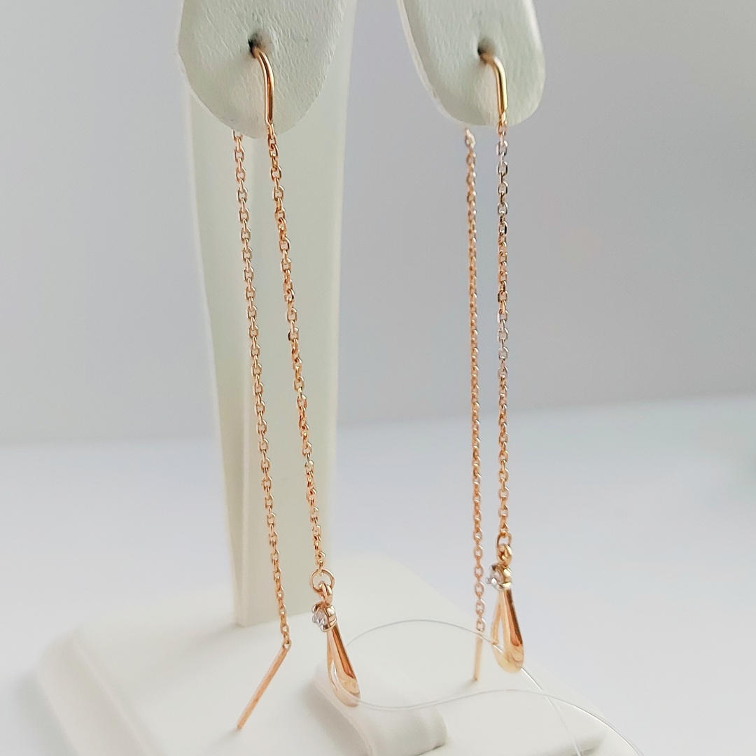 Серьги-цепочки DINASTIA 002735-1102 вес 1.39 г золото, фианит