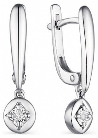 Серьги АЛЬКОР 02-1854/000Б-00 вес 2.38 г серебро, бриллиант
