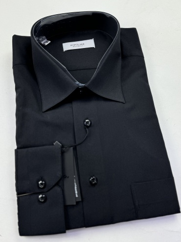 Рубашка полуприталенная, прямая, свободного кроя POPOLARE черный