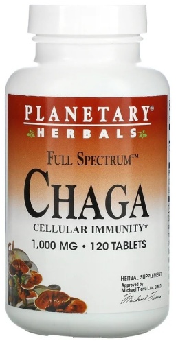 Planetary Herbals антиоксидант Full Spectrum Chaga, 1,000 mg 120 таблеток