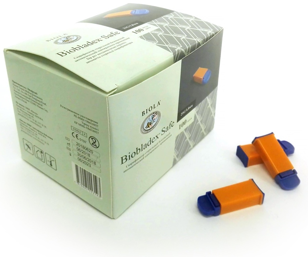 Купить Ланцеты скарификатор Biobladex Safe 21G 100 шт в Алматы ...