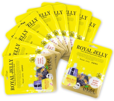 Маска для лица EKEL тканевая Ultra Hydrating Essence Mask Royal Jelly 10 шт