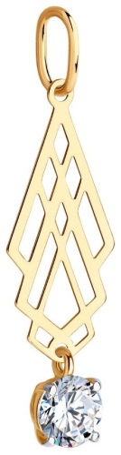 Подвеска Diamant 51-130-01566-1 вес 0.7 г золото, фианит