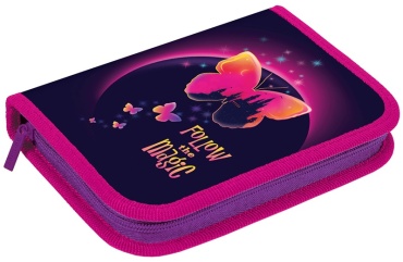 Пенал Berlingo Magic butterfly PK11004, застежка молния, розовый, синий