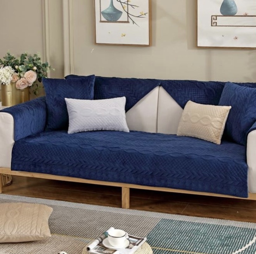 Makhome дивандек для дивана Вязка02 синий 90*300