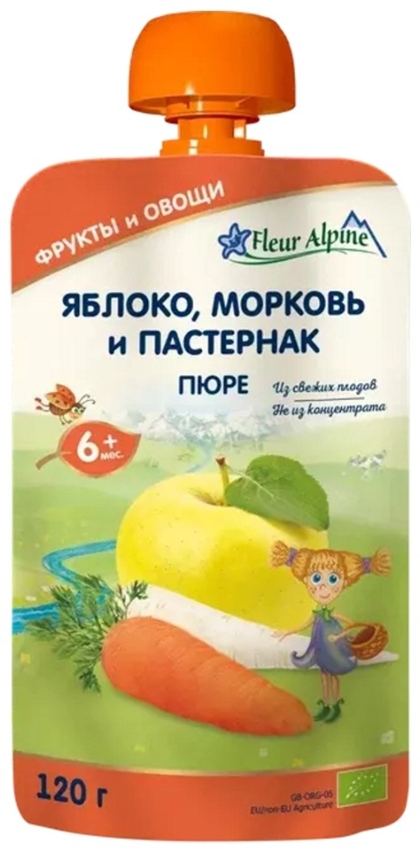 Купить Детское пюре Пюре детское Fleur Alpine Яблоко, морковь и ...