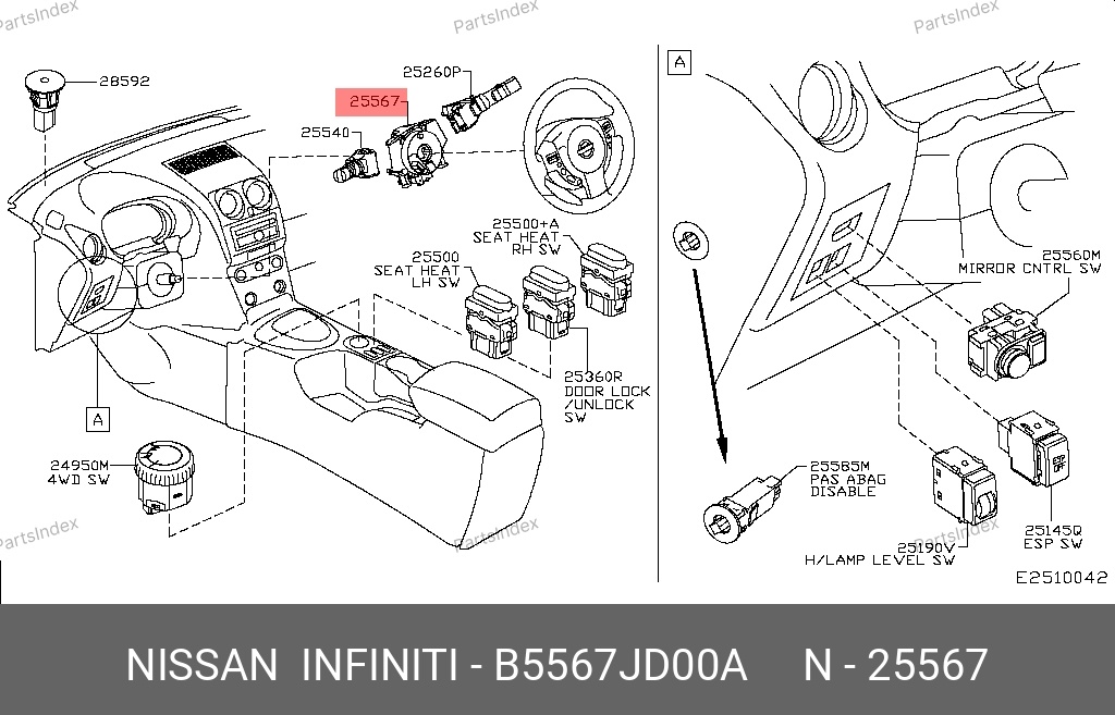 NISSAN Группа Контактная Подрулевого Переключателя B5567JD00A