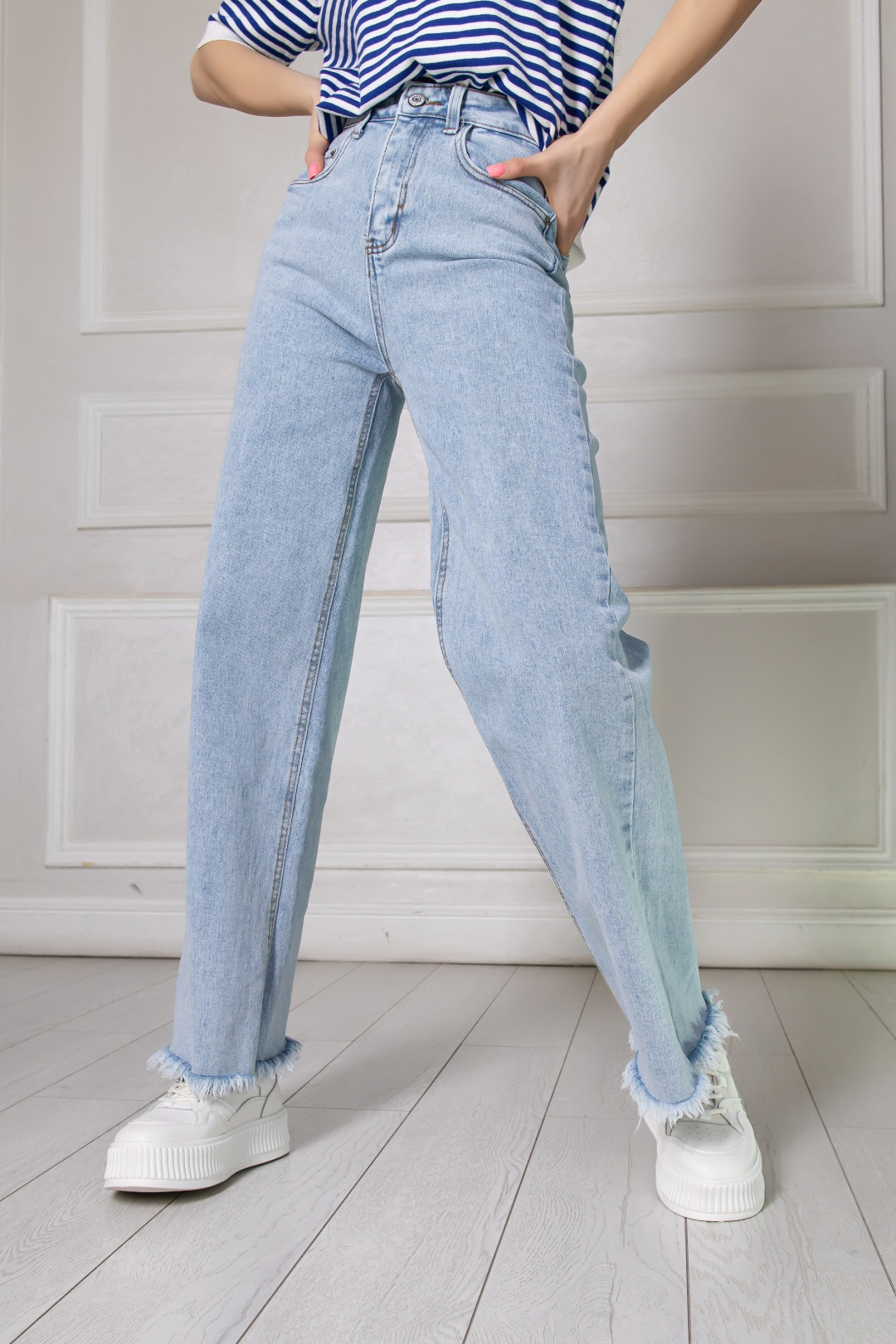 Джинсы широкие и расклешенные Colorado Jeans голубой