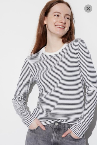 Лонгслив Uniqlo Полосатый серый