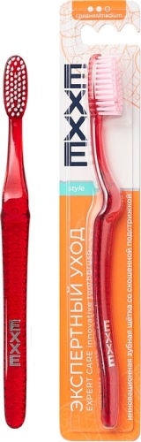 EXXE Зубная щетка Экспертный уход скошенная подстрижка щетины. Удобный изгиб ручки позволяет легко и без дополнительного давления на десны очистить дальние поверхности. Скошенная п зубная щетка средняя 1 шт