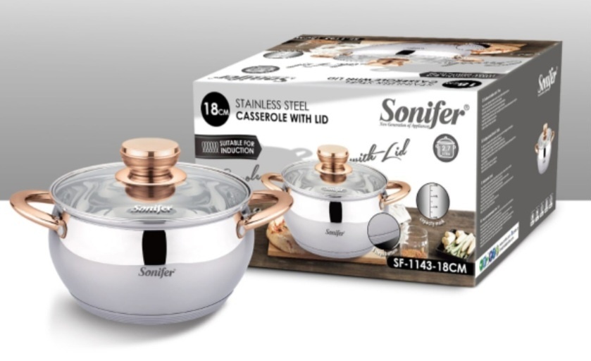 Кастрюля 2.7 л, Sonifer SF-1143-18 нержавеющая сталь