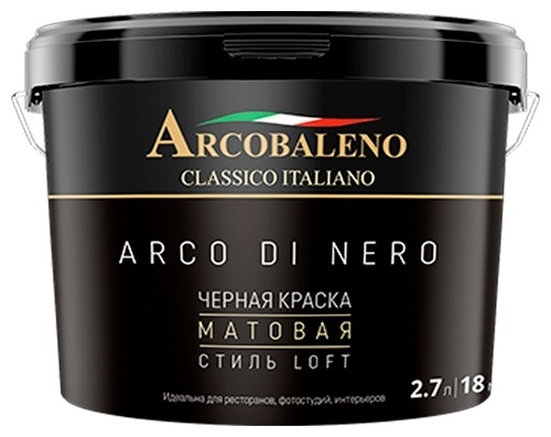 Декоративная краска ARCOBALENO акриловая Arco Di Nero 2.7 кг, цвет черный
