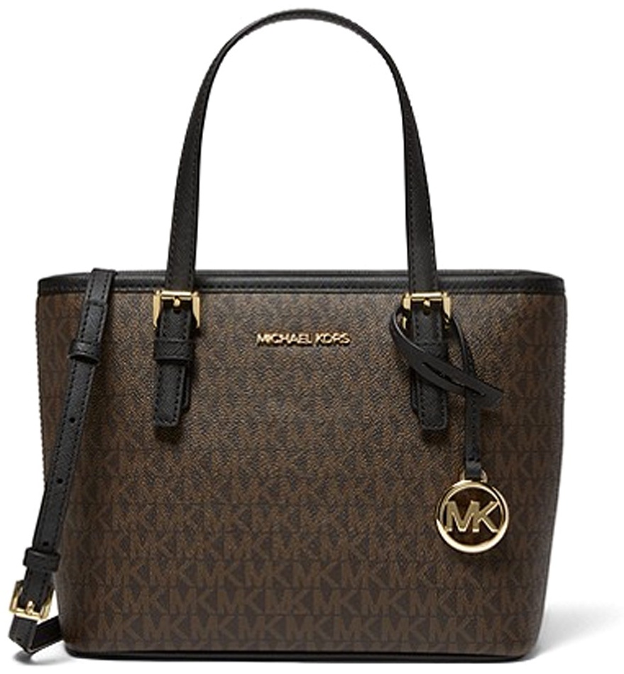 Сумка кросс-боди Michael Kors натуральная кожа, канвас черный, коричневый