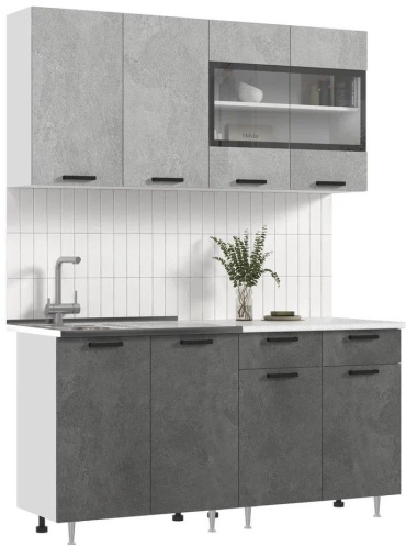 Кухонный гарнитур DOMA , 160x210х60 см, ЛДСП, светло серый, темно-серый