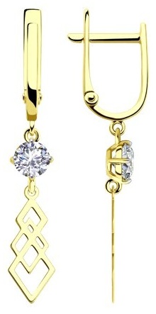 Серьги Diamant 53-121-01567-1 вес 2.25 г золото, без вставок