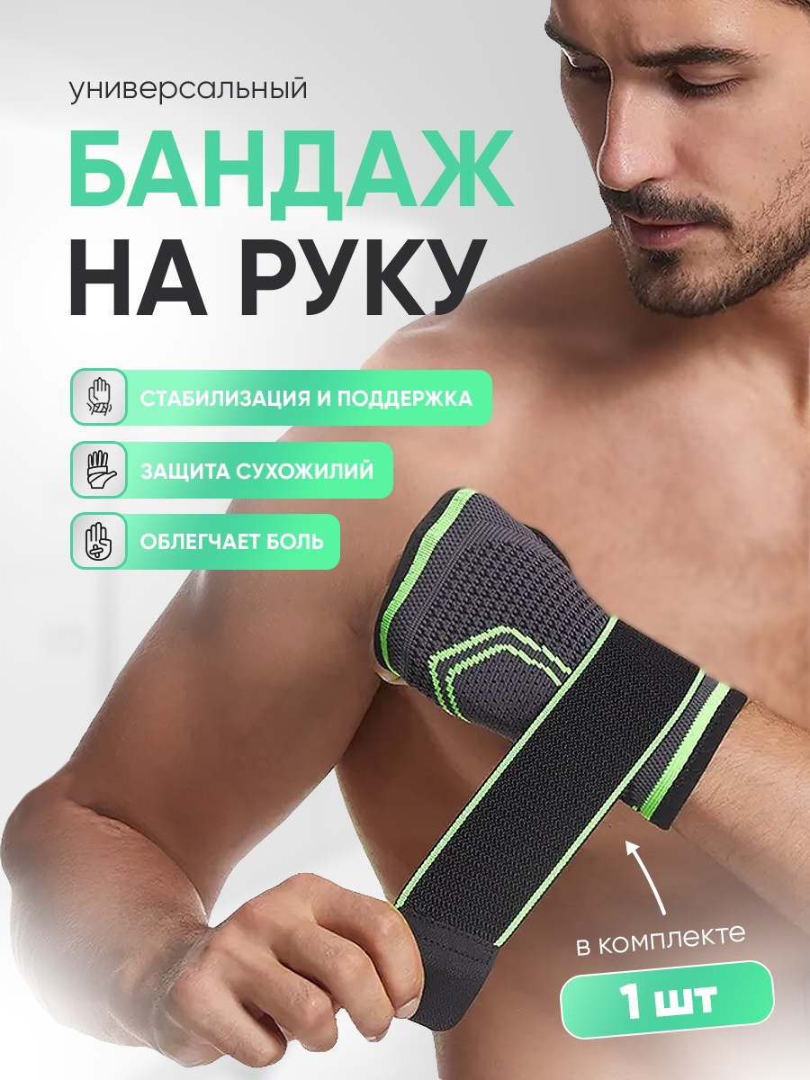 Fit4you Кистевой бандаж на лучезапястный сустав размер универсальный черный