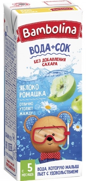 Купить Яблочный сокосодержащий напиток Bambolina с экстрактом ромашки ...